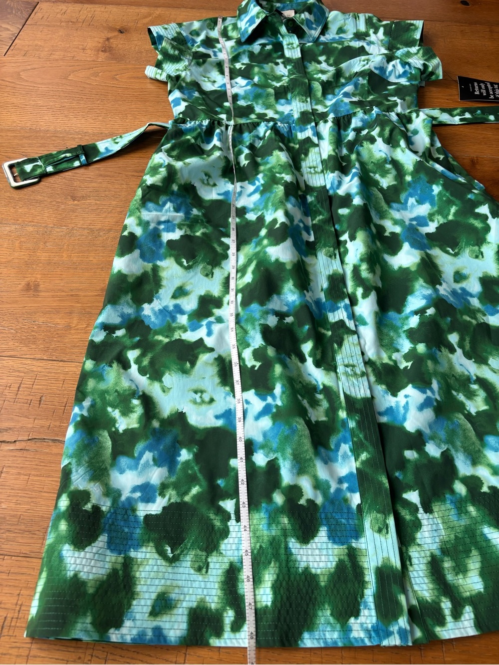 NWT Tuckernuck Deep Lagoon Chloe Watercolor Belted Midi Dress XL - Picture 9 of 12